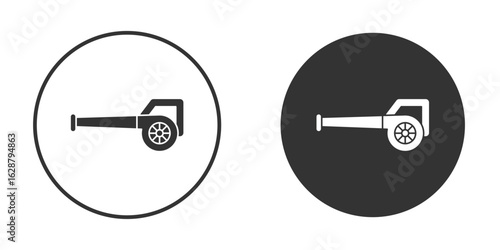 Leaf blower icon in black round