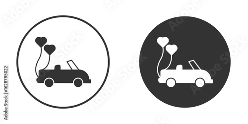 Just married icon in black round