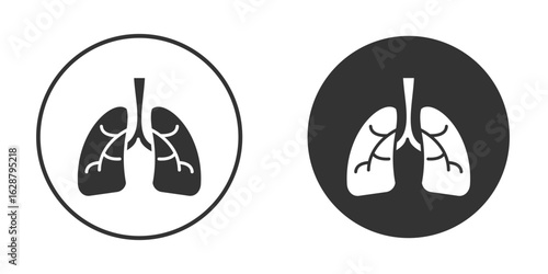Human lungs icon in black round
