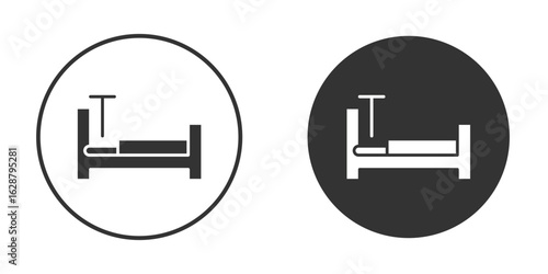 Hospital bed icon in black round