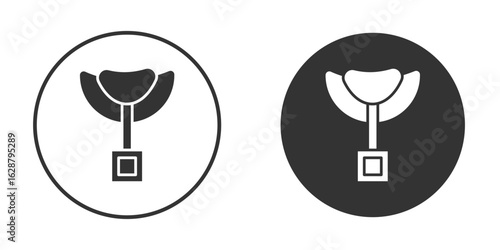 Horse saddle icon in black round