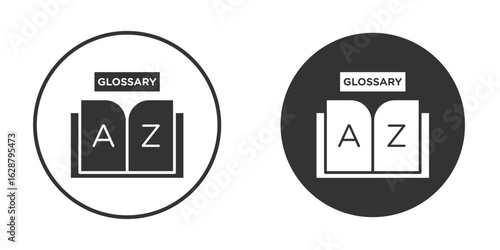 Glossary icon in black round