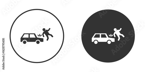 Frontal crash icon in black round