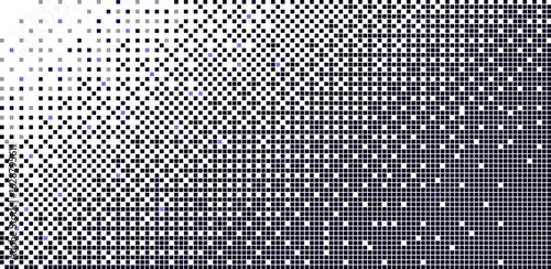 Background with pixel transform effect and halftone dot pattern. 8bit art design with explosion and geometric elements.