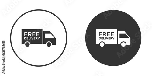 Free delivery icon in black round