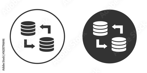Data Migration icon in black round