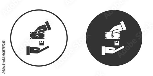 Cash on delivery icon in black round