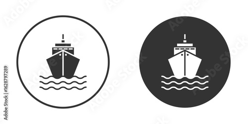 Cargo ship icon in black round