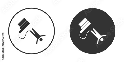 Bungee jumping icon in black round