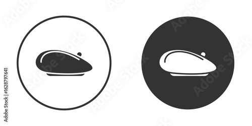 Beret icon in black round