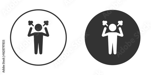 Angry human icon in black round