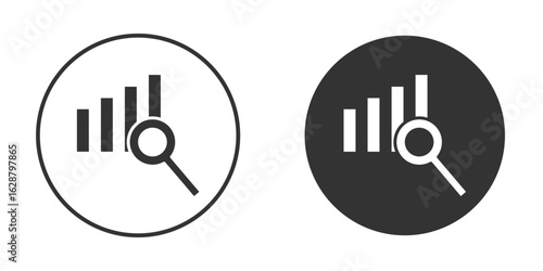Analisys icon in black round
