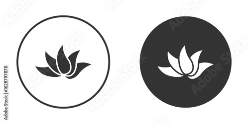 Aloe vera icon in black round