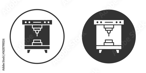 3D printer icon in black round