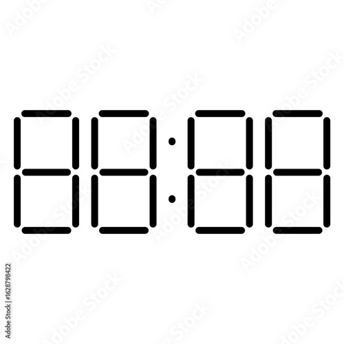 Clock icon. Digital time shape. Segment number style. Vector display symbol. EPS 10.