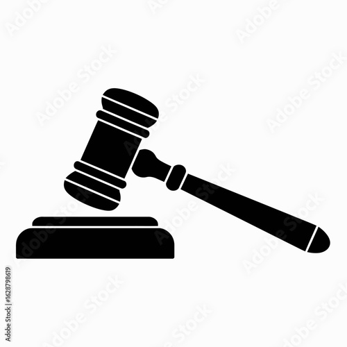 Black Gavel Icon on White Background