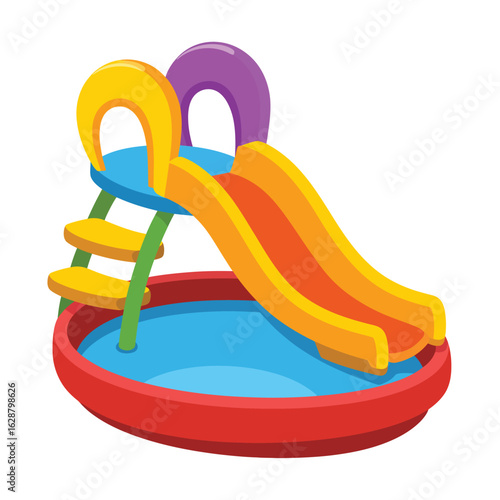 Colorful inflatable water slide with pool for summer fun