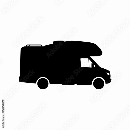 Black Silhouette of a Camper Van