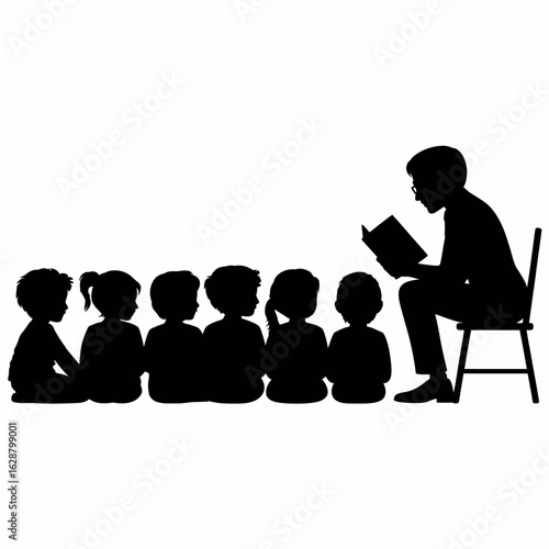 Children's Storytime Silhouette Illustration
