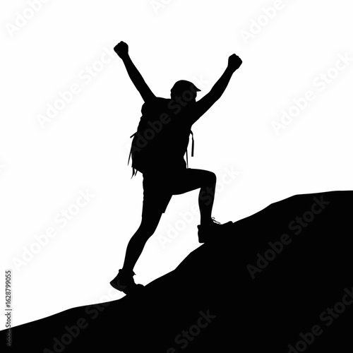 Climber Silhouette on Mountain Peak