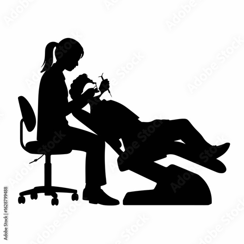 Dental Treatment Silhouette Illustration