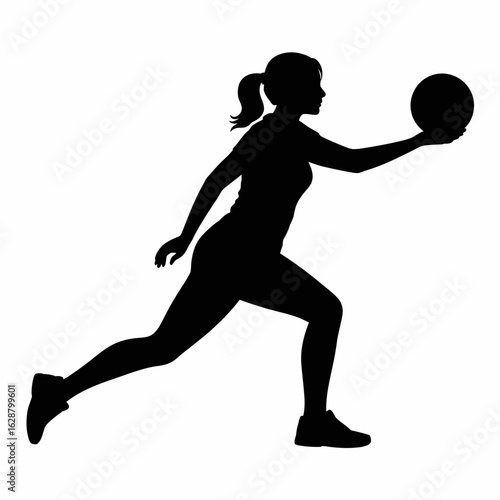 Dynamic Female Athlete Silhouette with Ball