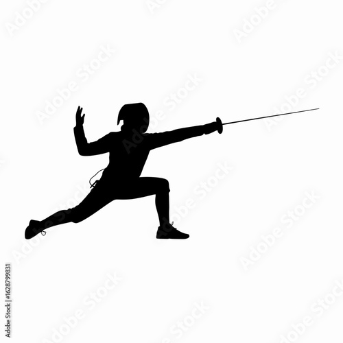Fencer in Action Dynamic Silhouette Pose