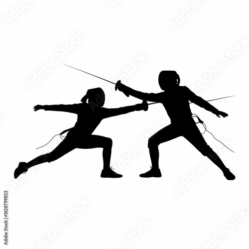 Fencing Duel Silhouette of Two Competitors in Action