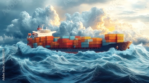 Steel Giant Battling the Ocean