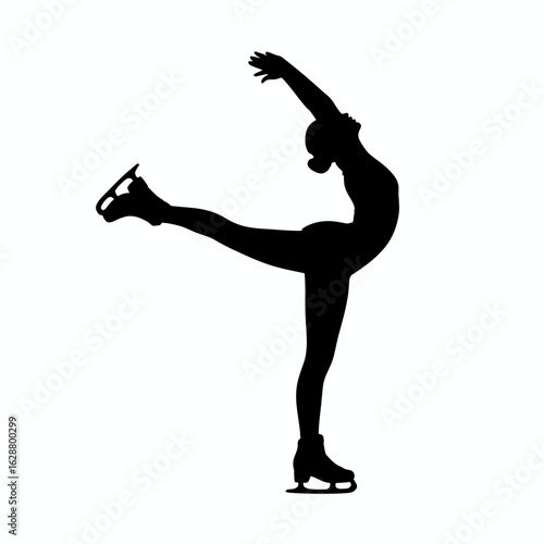 Ice Skater Silhouette in Dynamic Pose