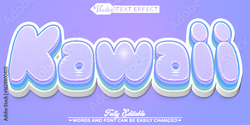  Cute and Colorful Kawaii Style Vector Editable Text Effect Template