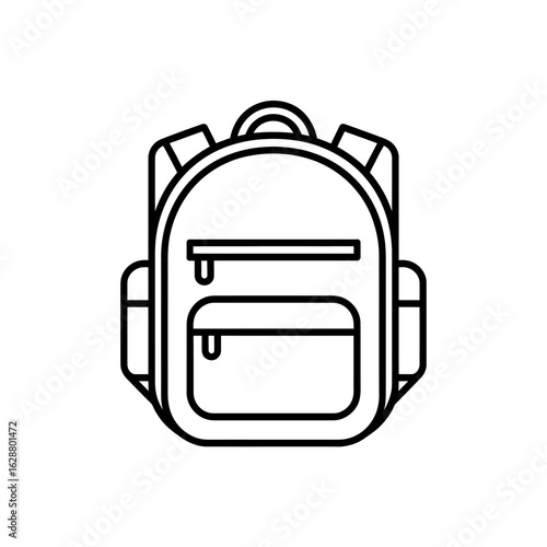 Simple backpack outline illustration for education travel and school related design projects clean line art minimalist vector graphic