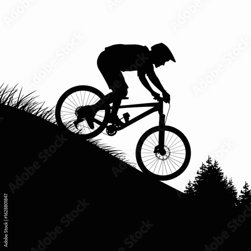 Mountain Biker Silhouette on a Hilltop