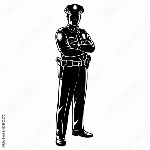 Police Officer Silhouette in Uniform