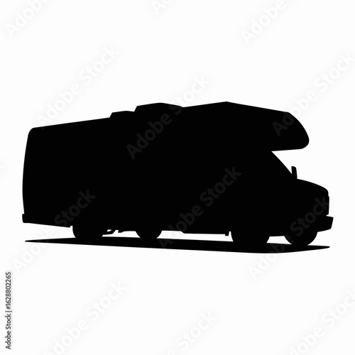 Silhouette of a camper van on a white background