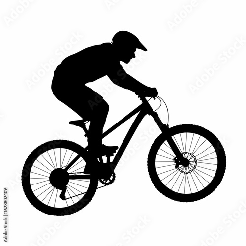 Silhouette of a Mountain Biker in Action