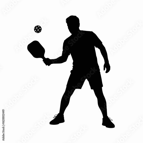 Silhouette of a Player Hitting a Pickleball