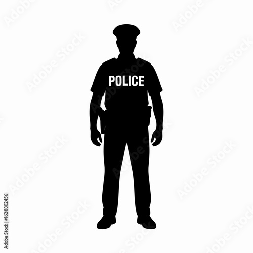 Silhouette of a Police Officer in Uniform
