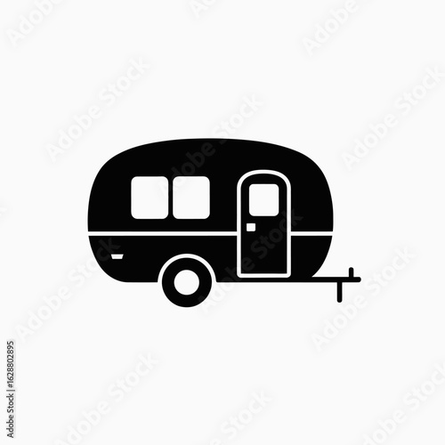 Vintage Black Camper Trailer Icon Design