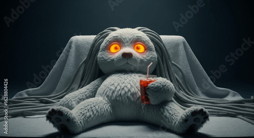 spooky doll with glowing eyes 