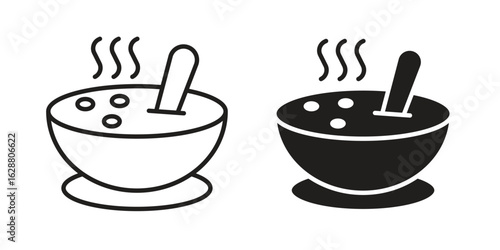 Soup icon vector Art Illustrations set.