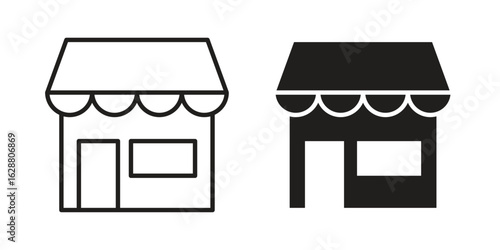 Shop icon vector Art Illustrations set.