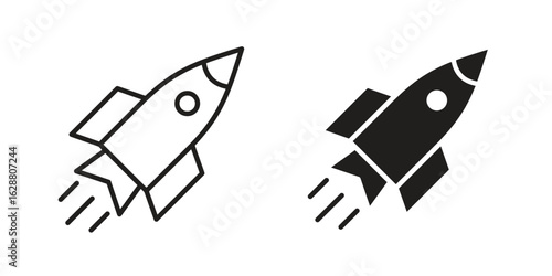Rocket launch icon vector Art Illustrations set.