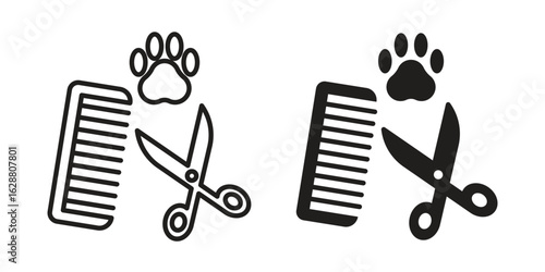 Pet grooming icon vector Art Illustrations set.
