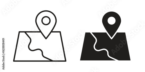 Map icon vector Art Illustrations set.