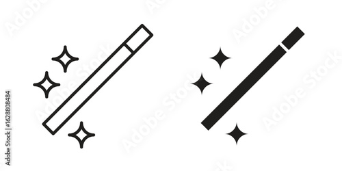 Magic wand icon vector Art Illustrations set.