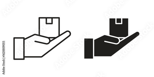 Hand holding box icon vector Art Illustrations set.