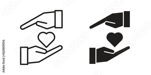 Hand holding heart icon vector Art Illustrations set.