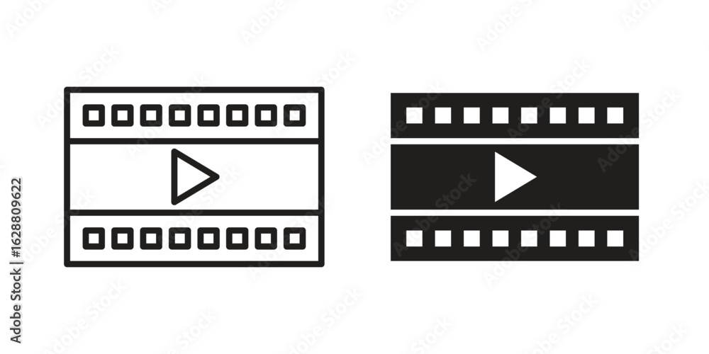 Fototapeta premium Film icon vector Art Illustrations set.