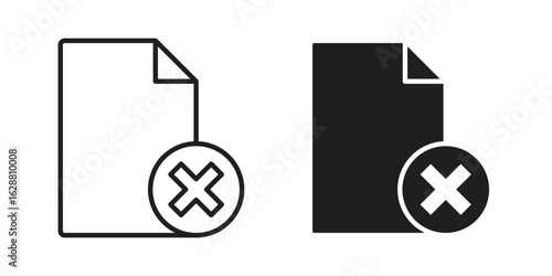 Delete Document icon vector Art Illustrations set.